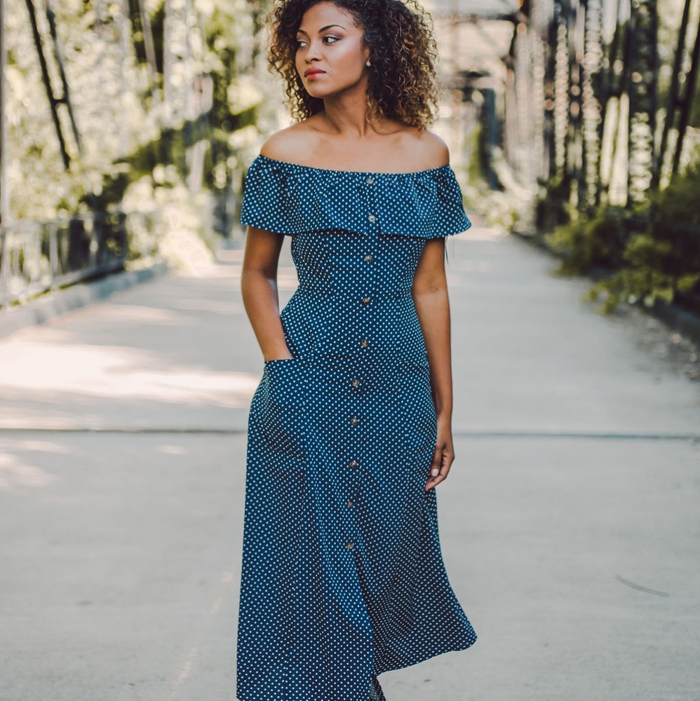 Luna Polka Dots Midi Dress